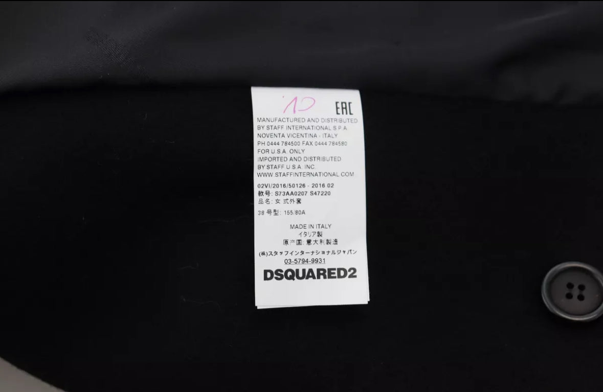 DSQUARED²
Black Double Breasted Long Coat Jacket