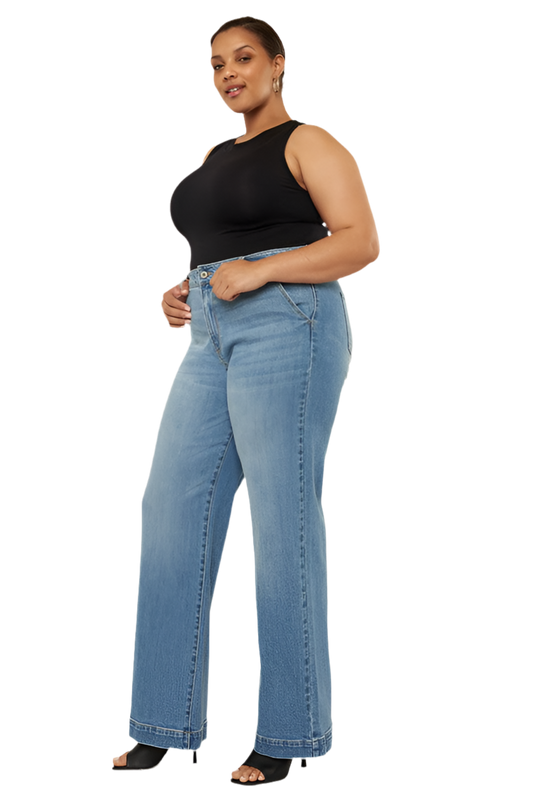 CURVY HIGH RIDE WIDE LEG JEANS