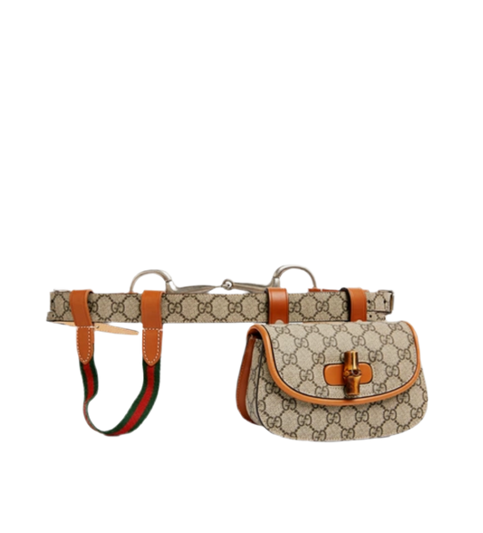 GUCCI
Gucci Bamboo 1947 Mini GG Canvas And Leather Belt Bag