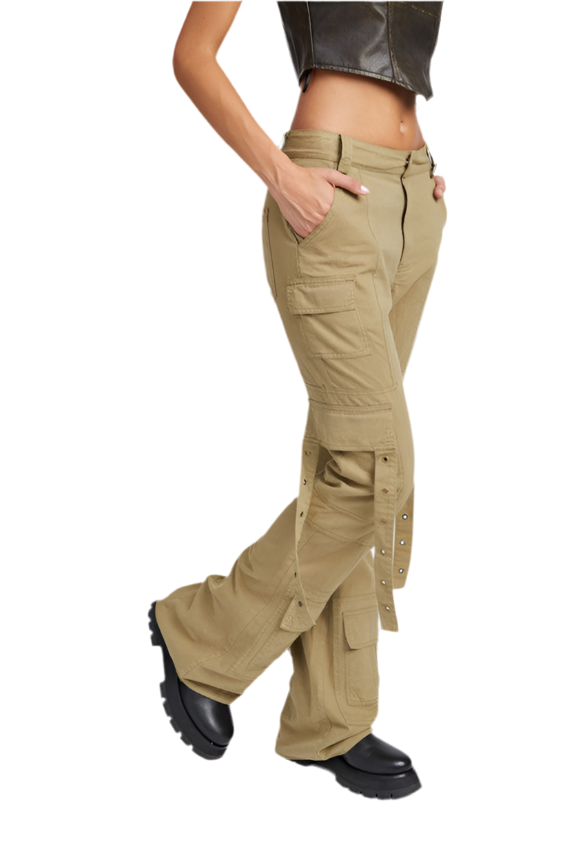 “CHARLEY” LOW WAIST CARGO FLARED PANTS