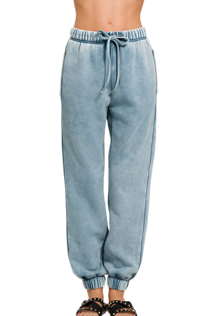 “ZOLO” Acid Wash Fleece Sweatpants with Pockets