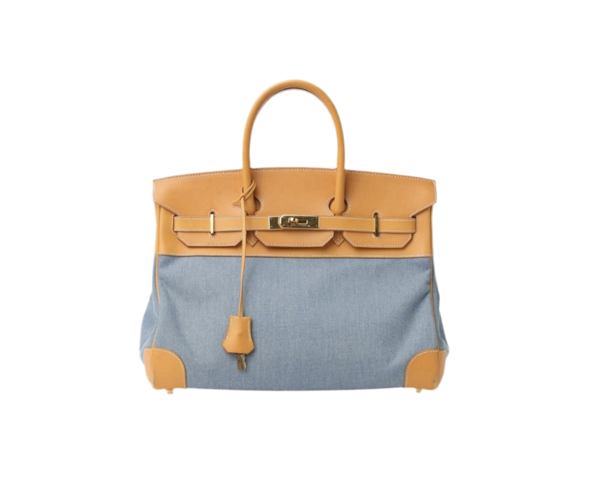 HERMÈS - 
HERMÈS Birkin Barenia And Denim 35 Handbag [pre-owned]