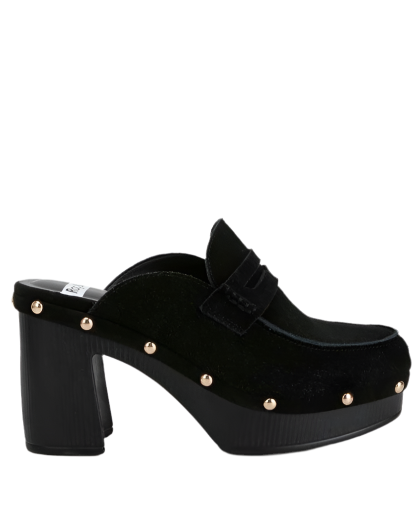 “RILEY” Suede Platform Clogs