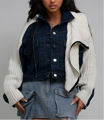 “TAMMI” Denim and Knit Multi Fabric Jacket