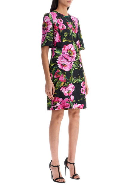 Dolce & Gabbana Dolce & Gabbana black floral cotton dress with peonies