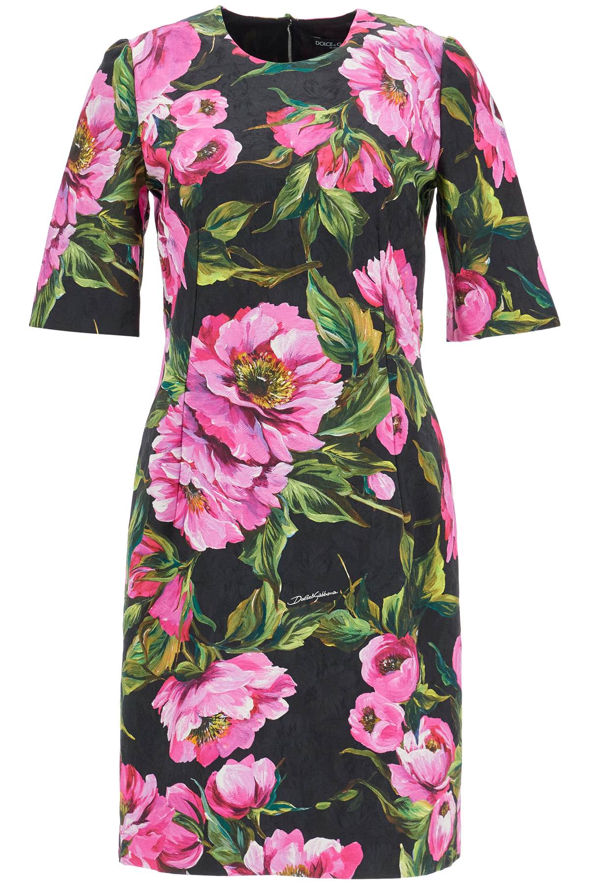 Dolce & Gabbana Dolce & Gabbana black floral cotton dress with peonies