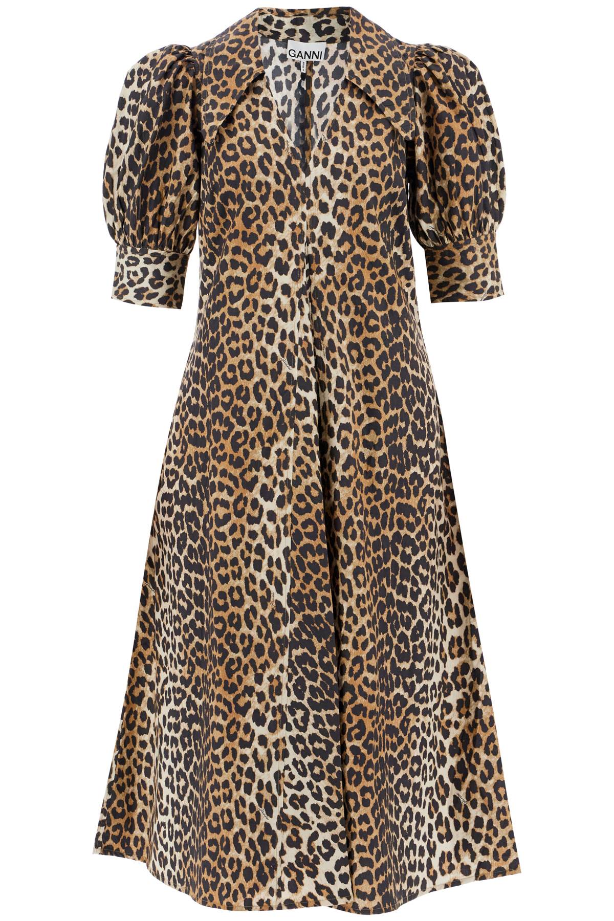 Ganni Ganni leopard print poplin dress