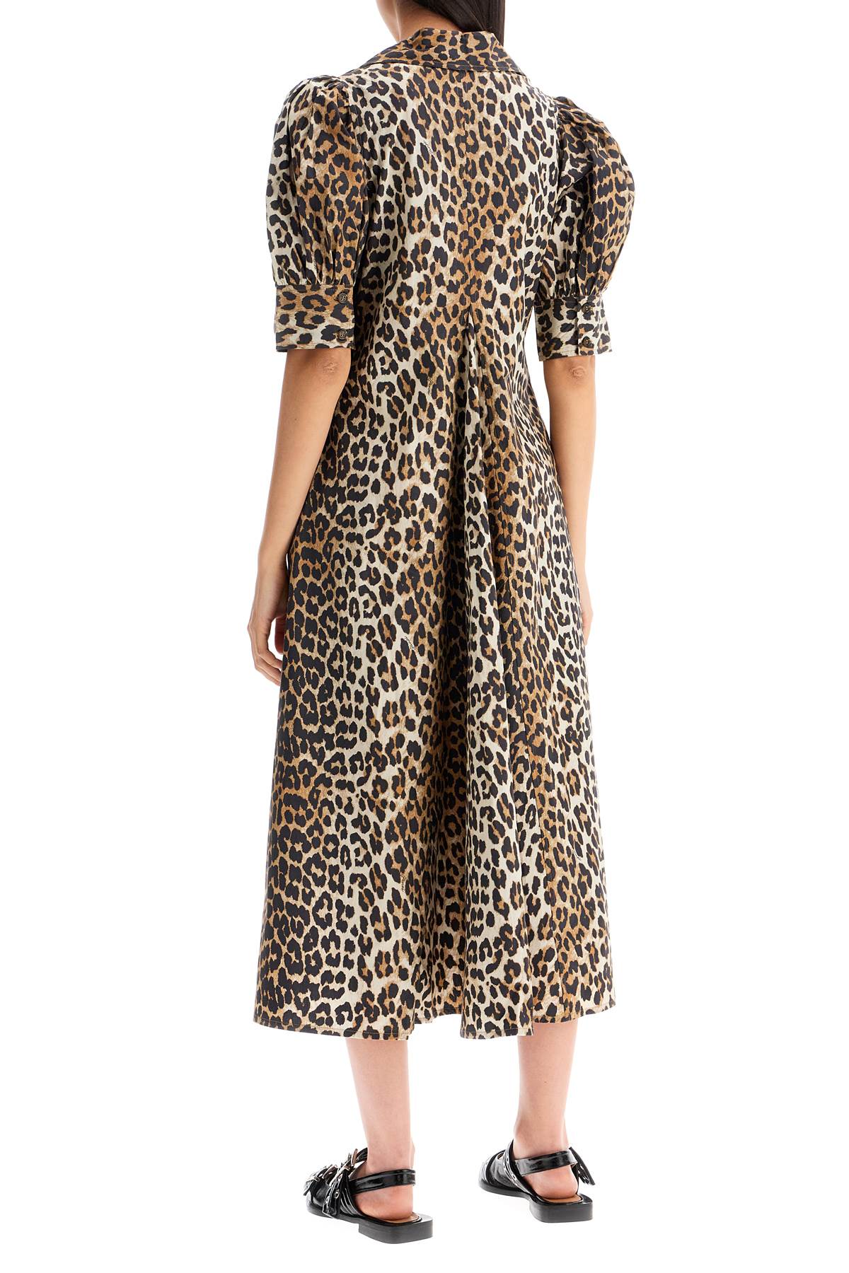 Ganni Ganni leopard print poplin dress