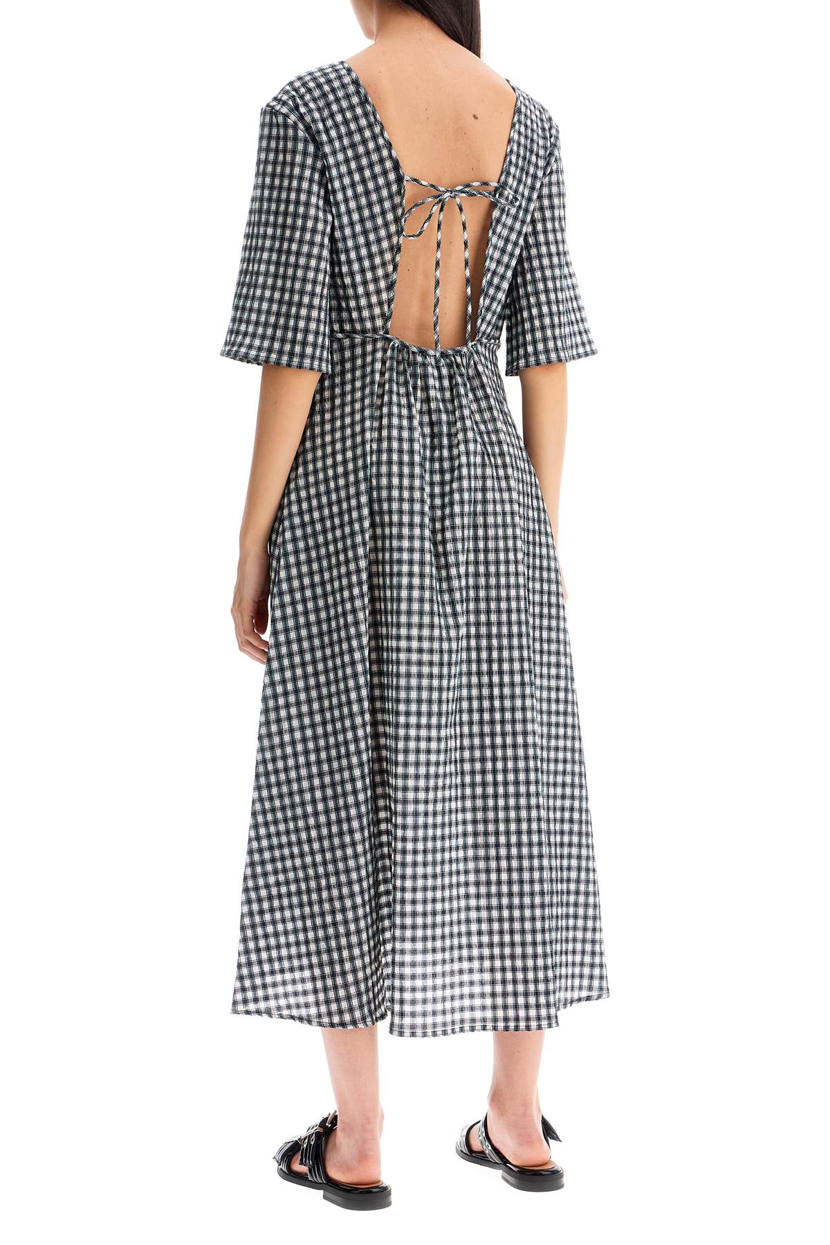 Ganni Ganni midi seersucker check dress