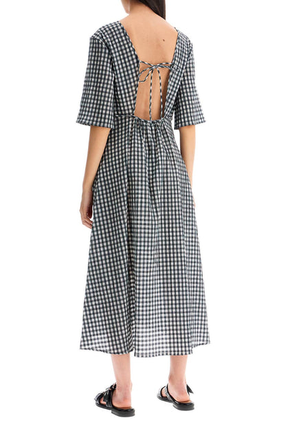 Ganni Ganni midi seersucker check dress