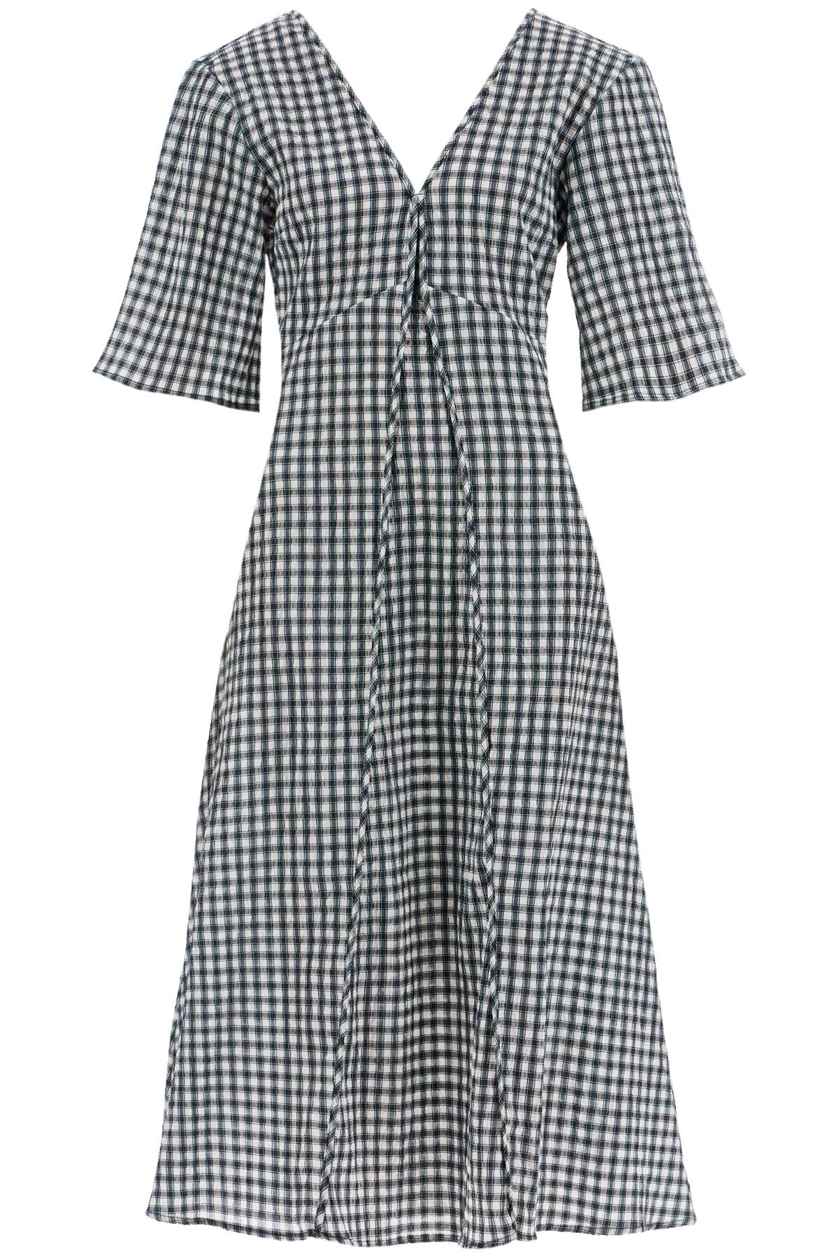 Ganni Ganni midi seersucker check dress