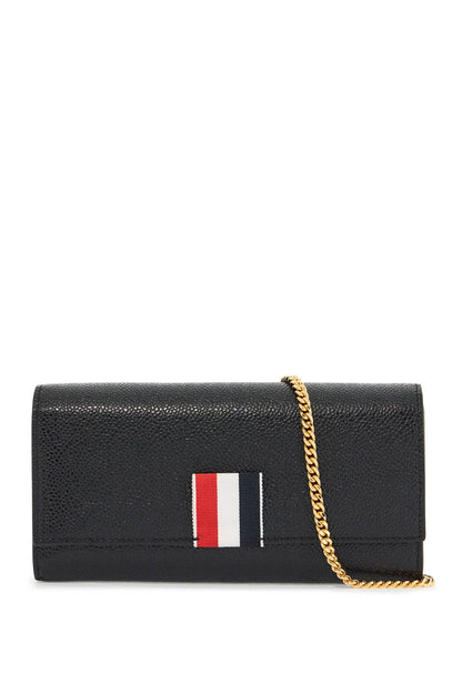 Thom Browne Thom Browne black calfskin chain wallet with rwb detail