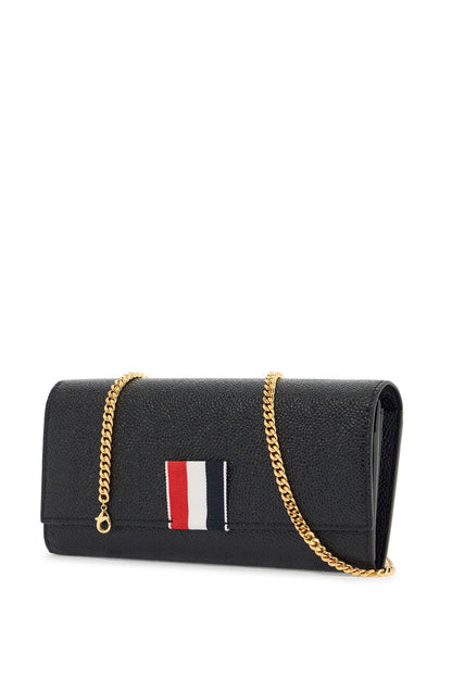 Thom Browne Thom Browne black calfskin chain wallet with rwb detail