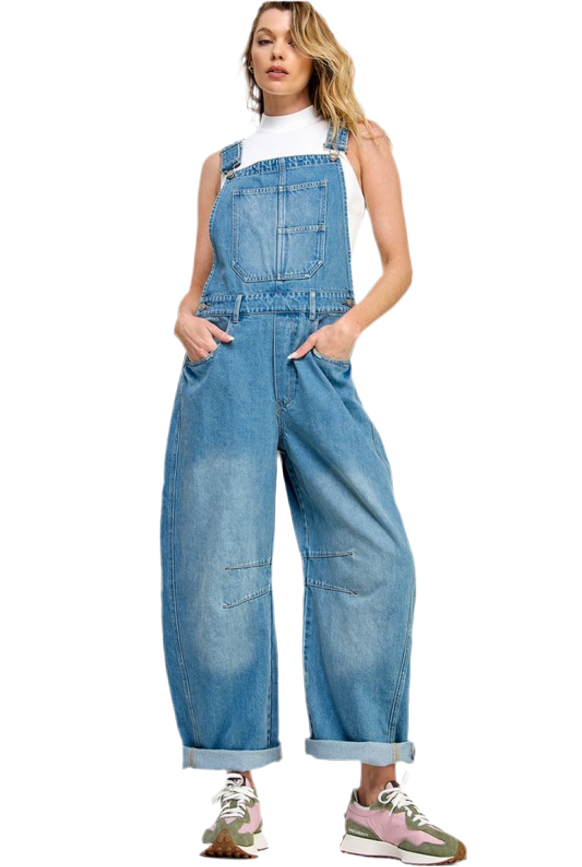 “CASSEY” BARREL DENIM OVERALL