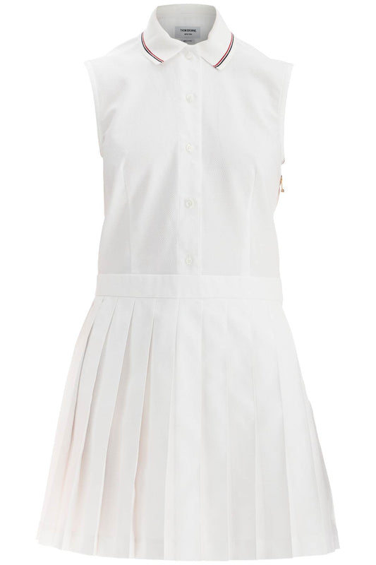 Thom Browne Thom Browne white pleated cotton dress for women