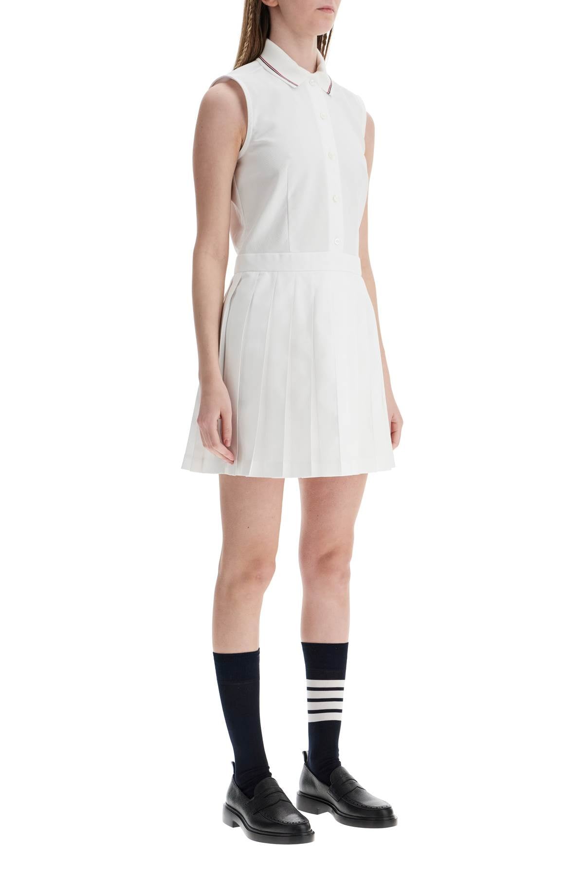 Thom Browne Thom Browne white pleated cotton dress for women