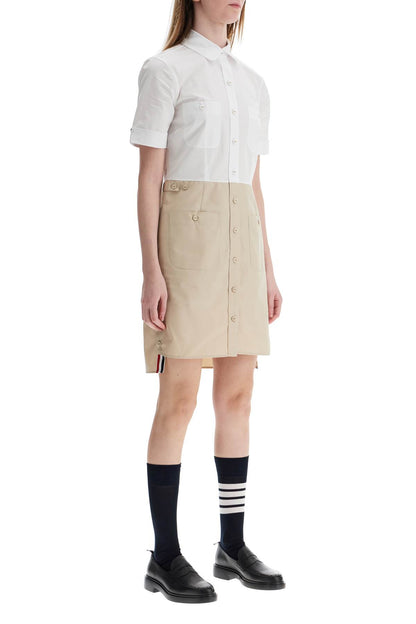 Thom Browne Thom Browne khaki typewriter cloth dress with striped logo