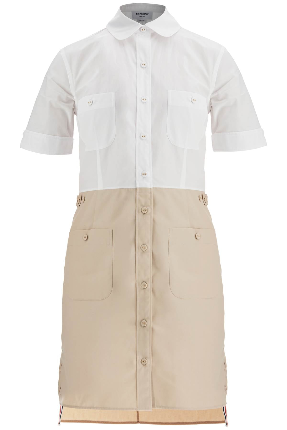 Thom Browne Thom Browne khaki typewriter cloth dress with striped logo