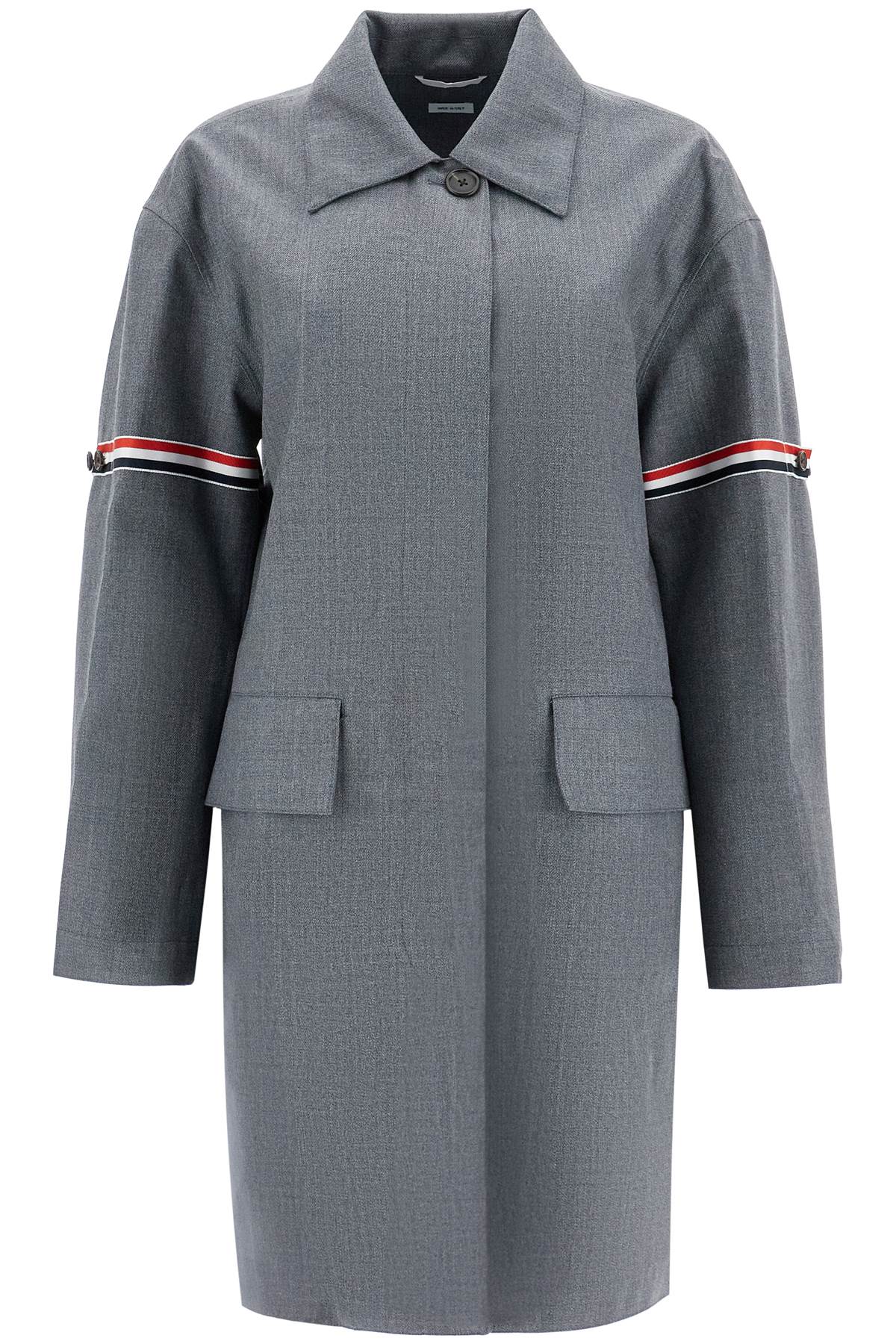 Thom Browne Thom Browne waterproof technical wool coat with rwb stripes