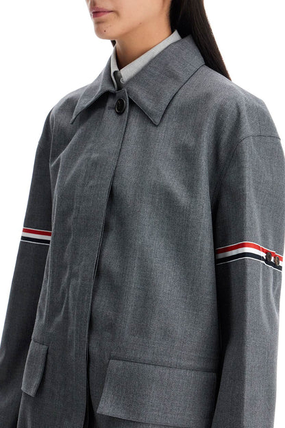 Thom Browne Thom Browne waterproof technical wool coat with rwb stripes