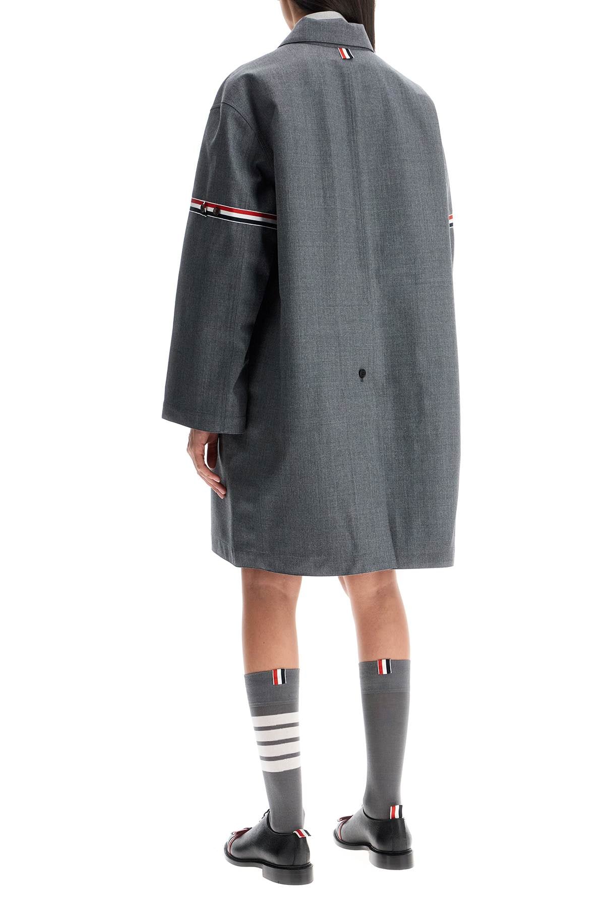 Thom Browne Thom Browne waterproof technical wool coat with rwb stripes