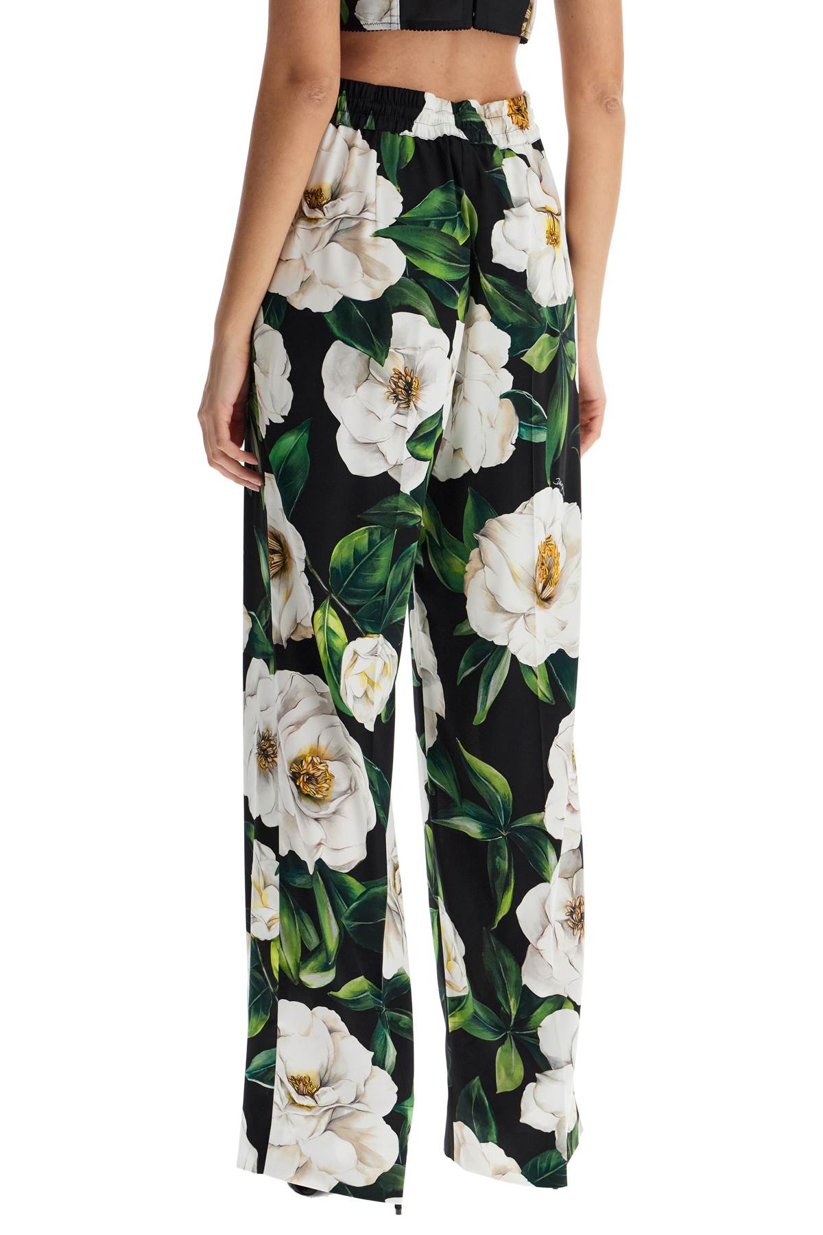 Dolce & Gabbana Dolce & Gabbana black silk pants with floral pattern