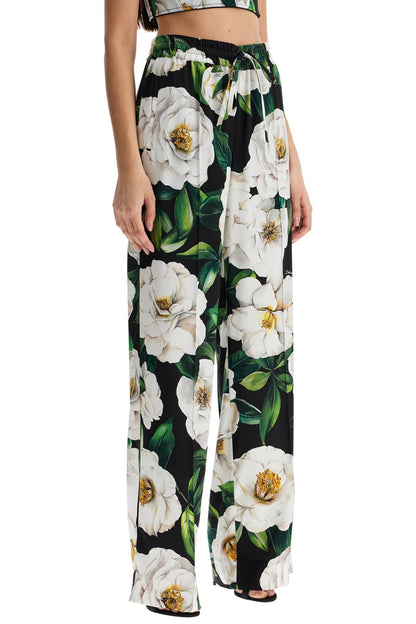 Dolce & Gabbana Dolce & Gabbana black silk pants with floral pattern