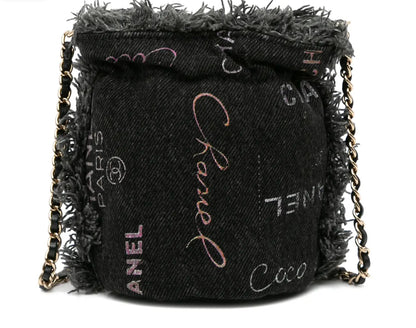 CHANEL - 
Chanel Mini Denim Mood Bucket With Chain Gray [pre-owned]