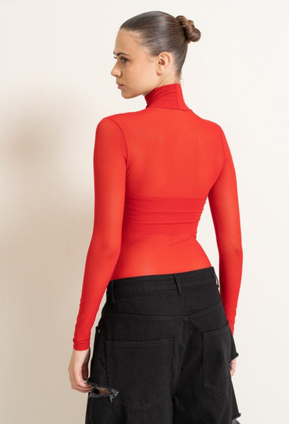 “FANCY” SHEER MESH TURTLENECK