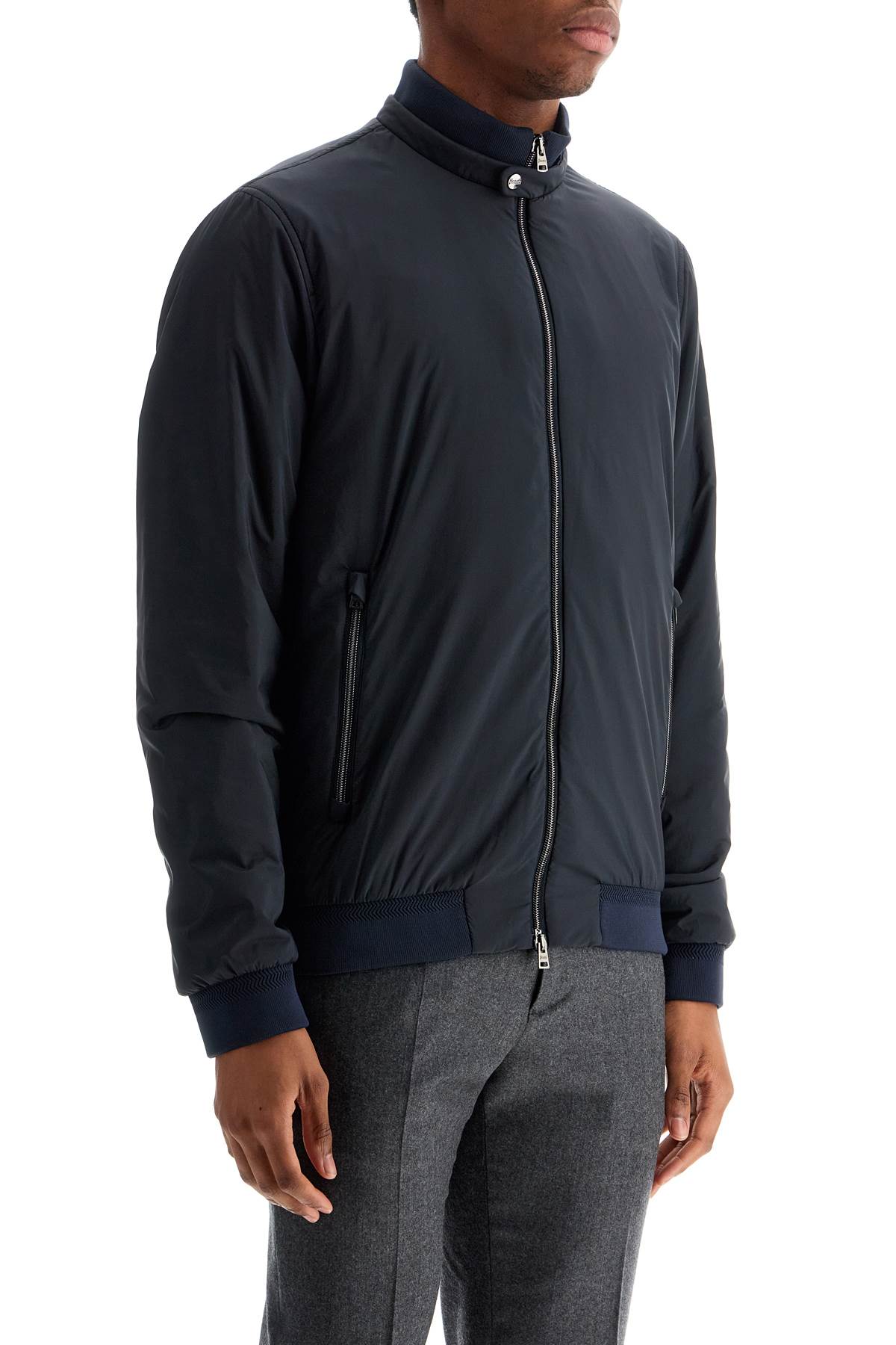 HERNO HERNO bomber impermeabile leggero in poliammide blu scuro con zip e tasche