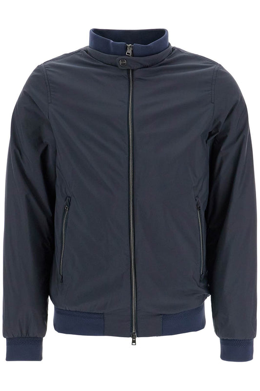 HERNO HERNO bomber impermeabile leggero in poliammide blu scuro con zip e tasche