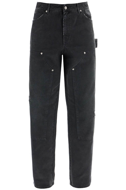 Golden Goose Golden Goose painter pants in black cotton destroyed effect journey