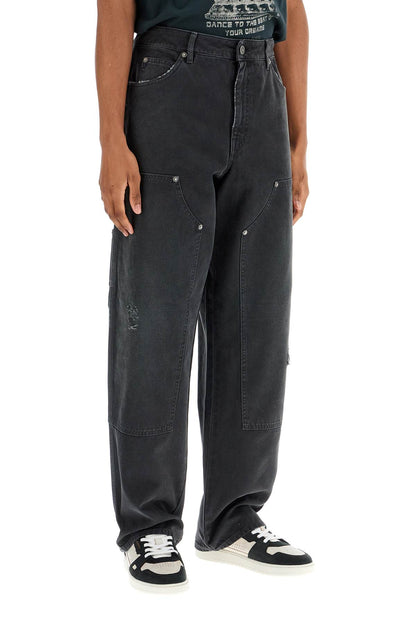 Golden Goose Golden Goose painter pants in black cotton destroyed effect journey