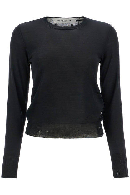 Golden Goose Golden Goose black merino wool sweater with golden applications for women