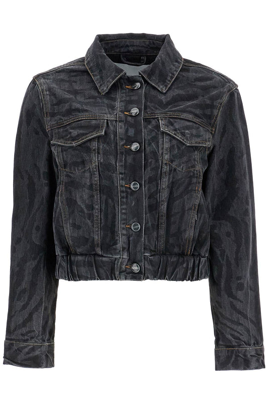 Ganni Ganni cut\n\nshort denim jacket with laser-cut