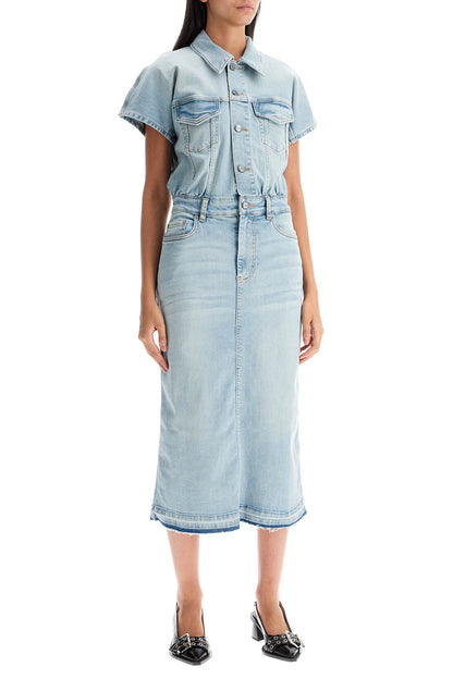 Ganni Ganni stretch denim midi dress in 8