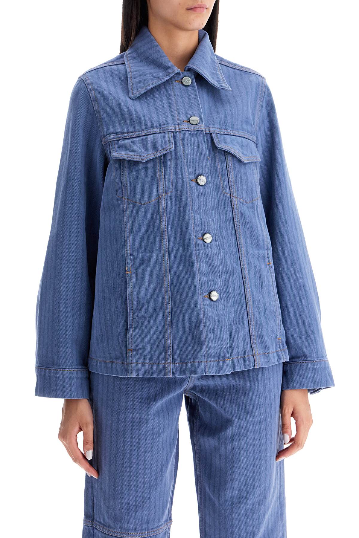 Ganni Ganni "striped overdyed denim jacket