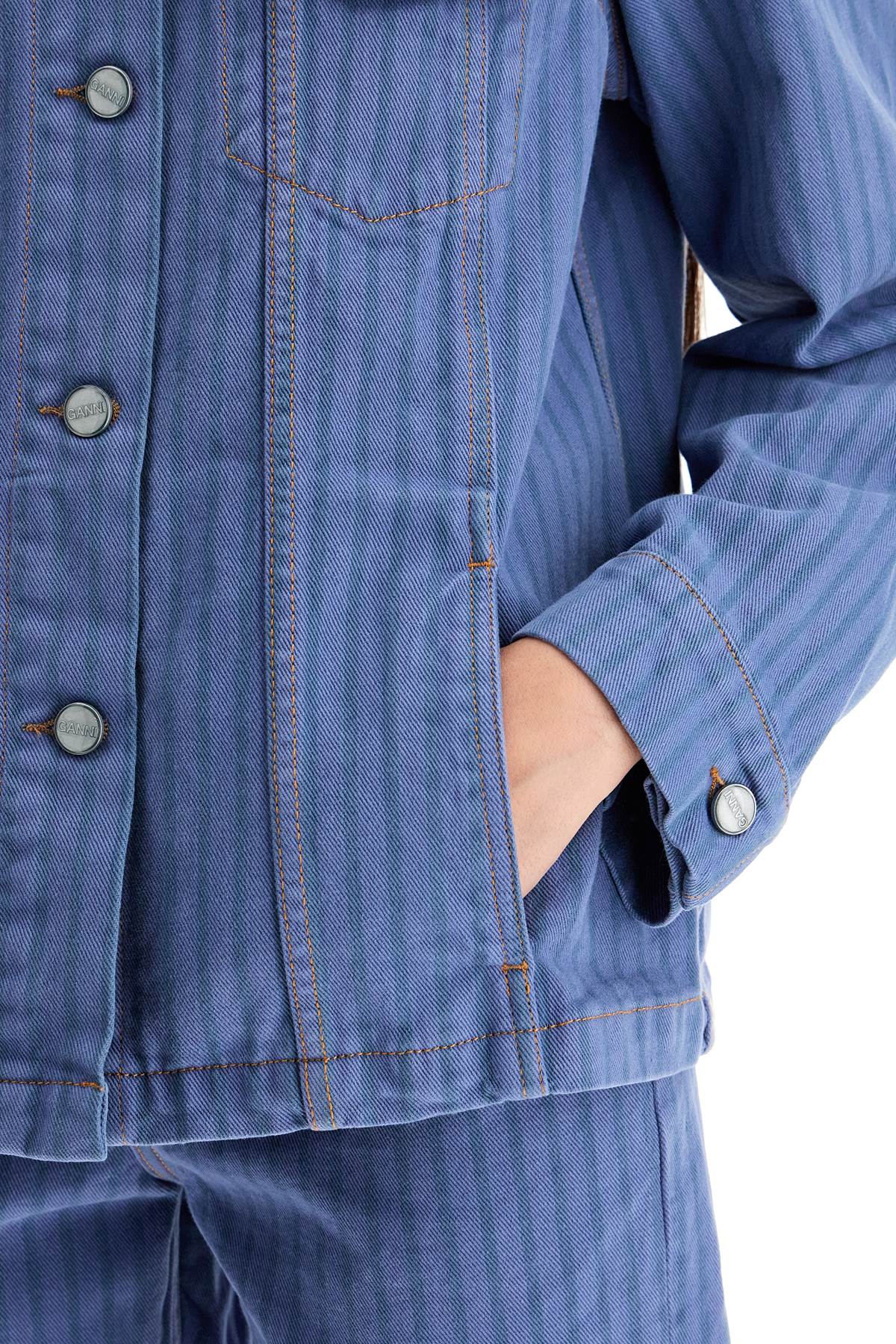 Ganni Ganni "striped overdyed denim jacket