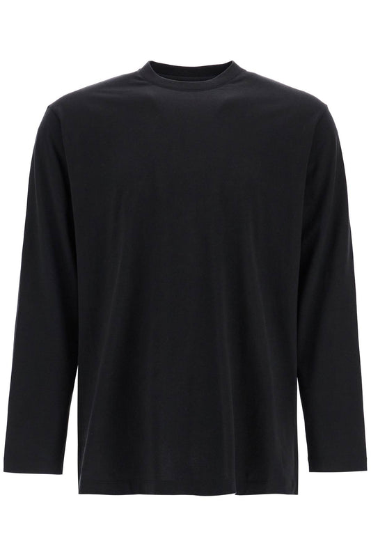 Y-3 long sleeve black cotton t-shirt with men's graphic