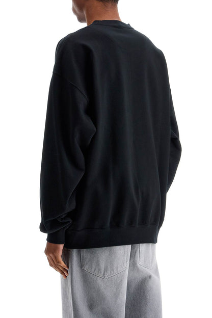 Y-3 Y-3 black cotton crewneck sweatshirt with tone-on-tone logo