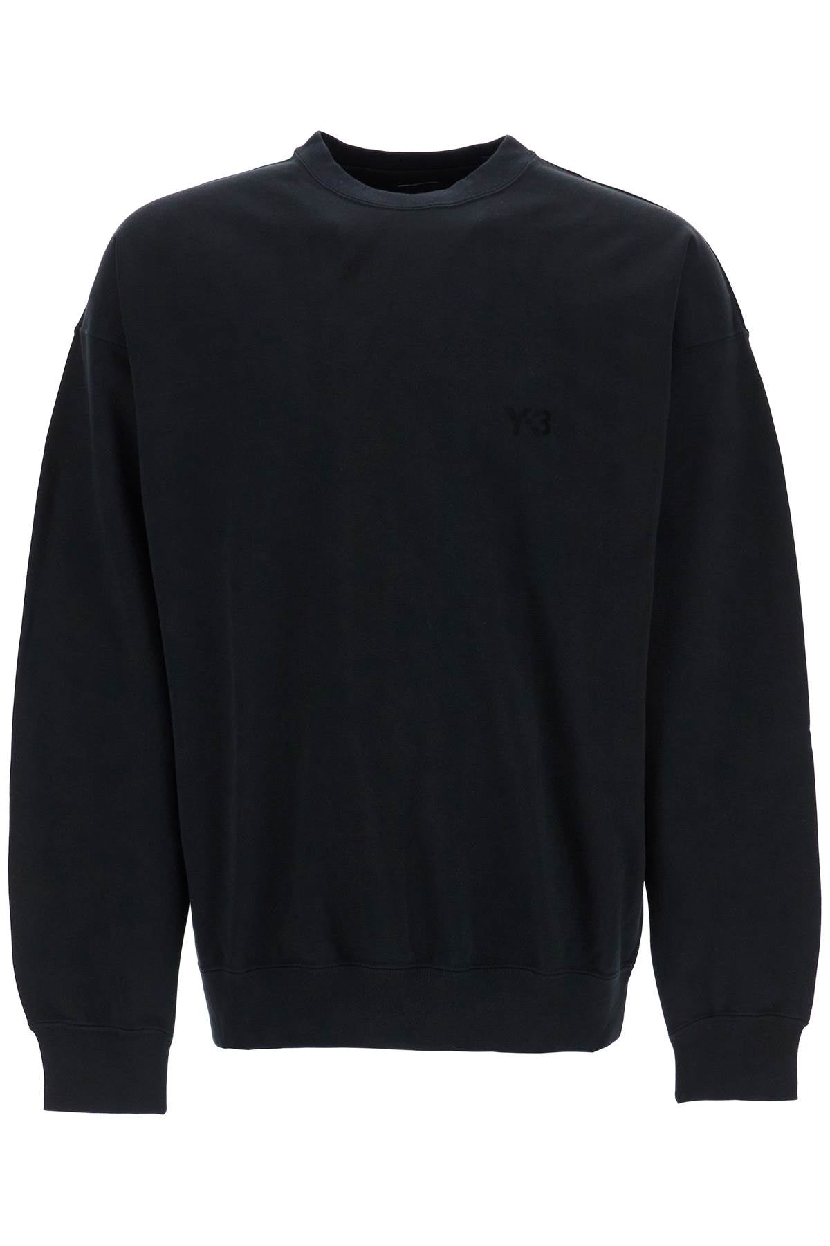 Y-3 Y-3 black cotton crewneck sweatshirt with tone-on-tone logo