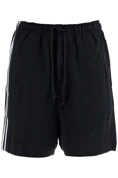 Y-3 Y-3 black cotton shorts with white stripes