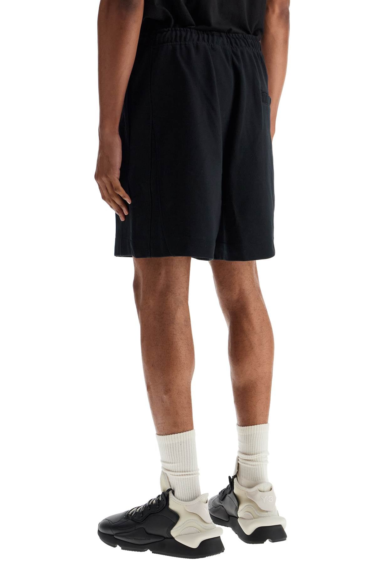 Y-3 Y-3 black cotton shorts with white stripes