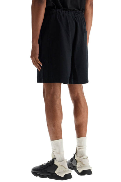 Y-3 Y-3 black cotton shorts with white stripes