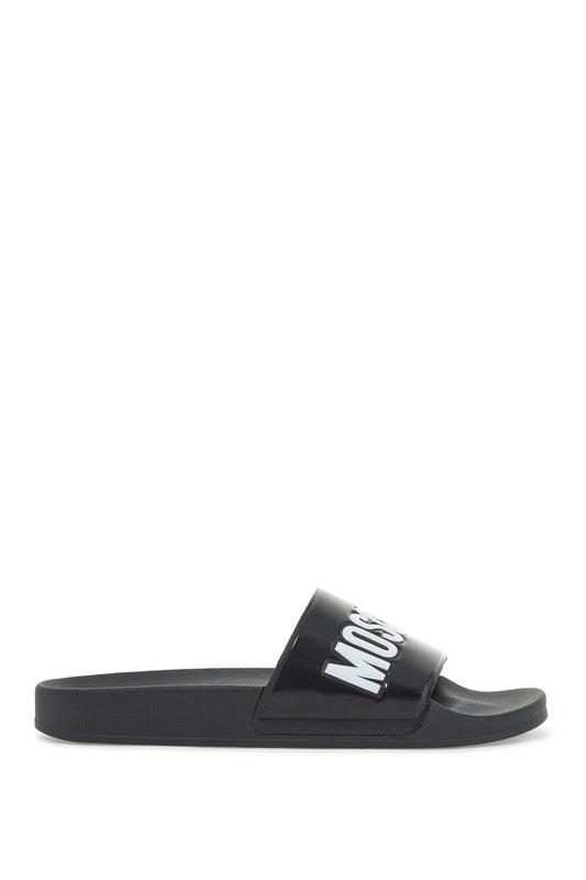 Moschino rubber slides with logo branding