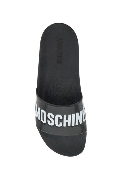 Moschino rubber slides with logo branding