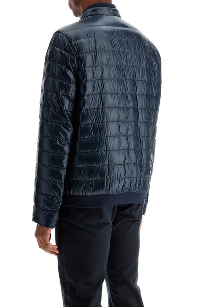 HERNO HERNO dark blue lightweight quilted nylon down jacket with high collar