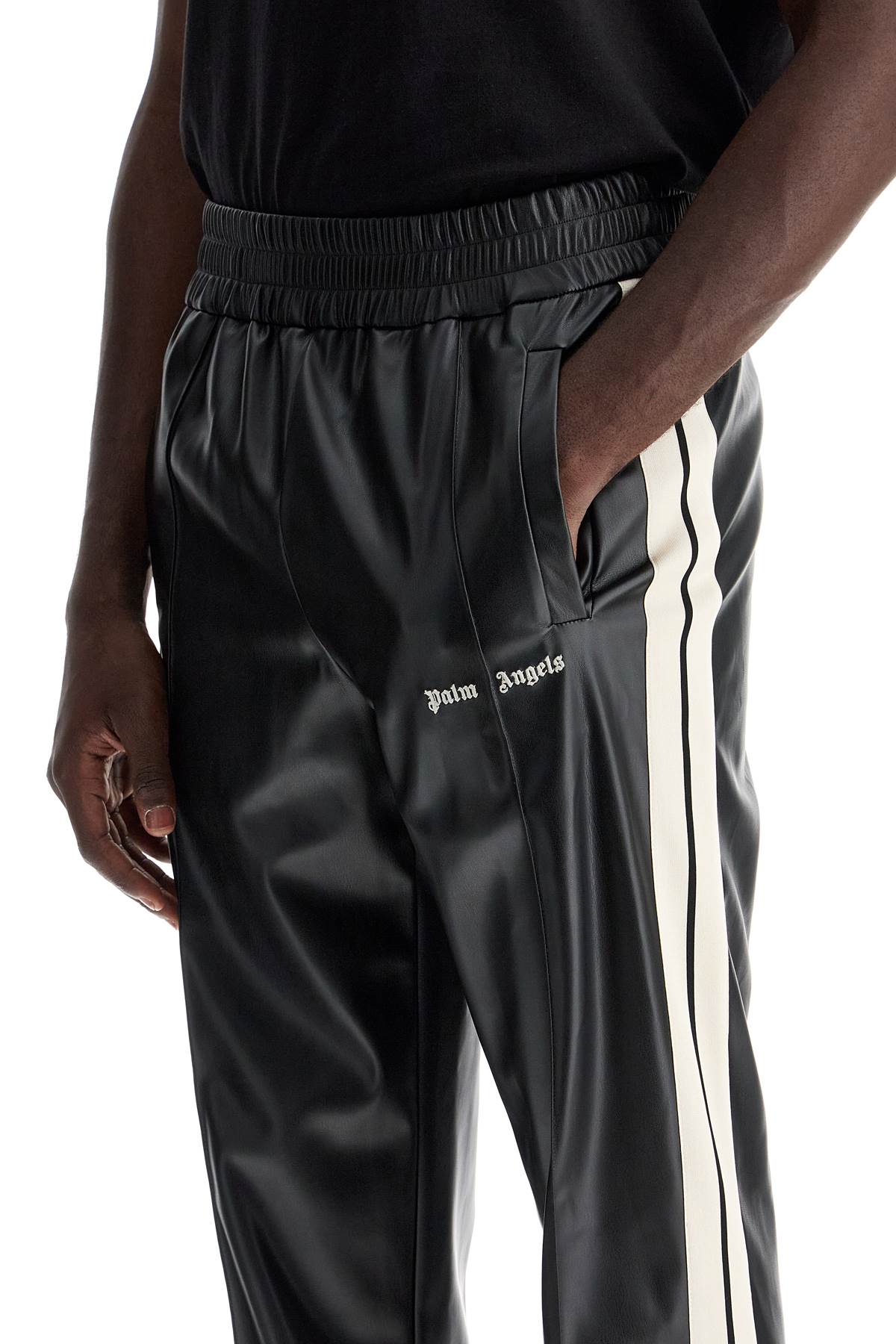 Palm Angels Palm Angels faux leather joggers with side stripes