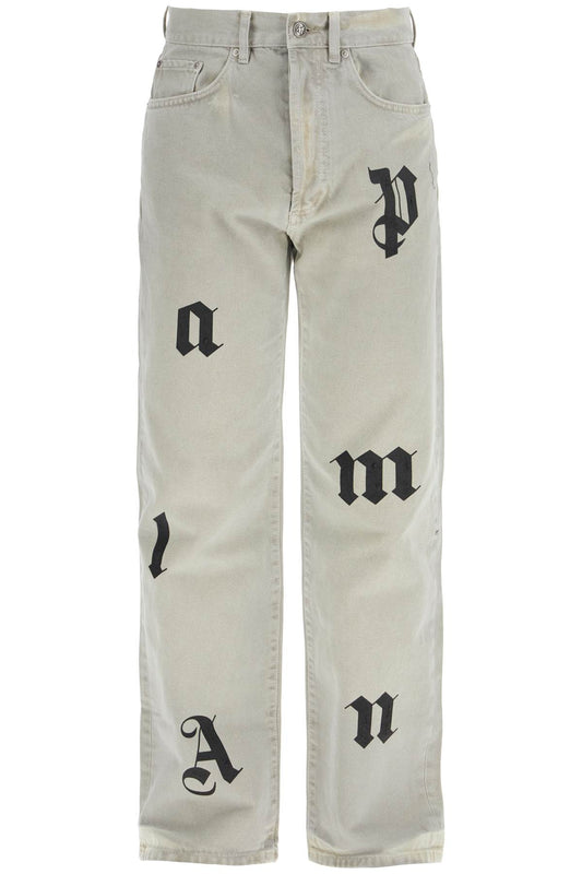 Palm Angels loose printed detail jeans with eight