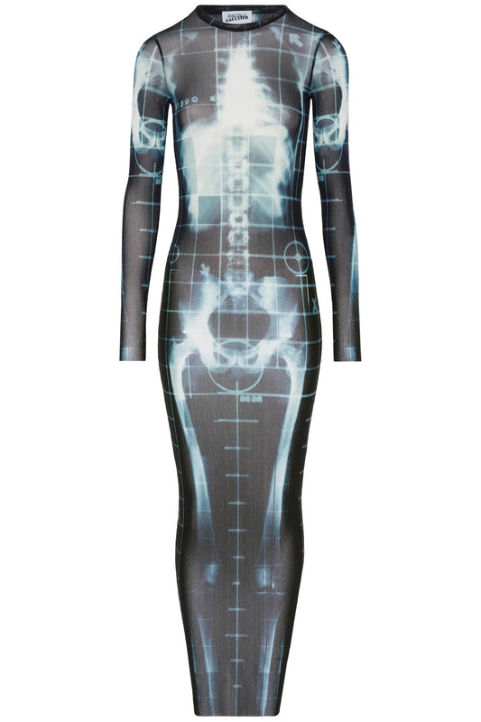 JEAN PAUL GAULTIER JEAN PAUL GAULTIER long dress with x-ray print in black*** blue*** and light blue squeletor